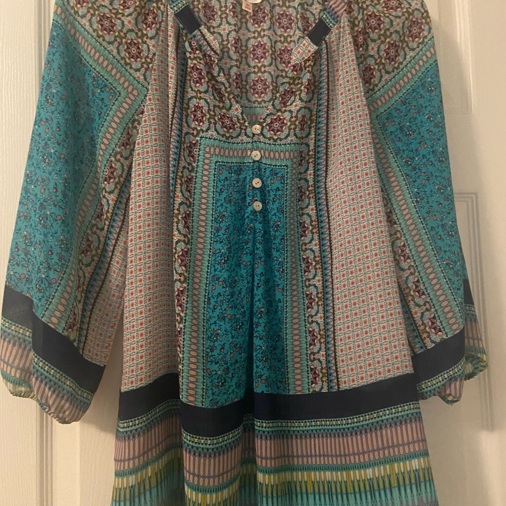 Anthropologie “Fig and Flower” Sheer Boho Blouse NWOT Size Medium